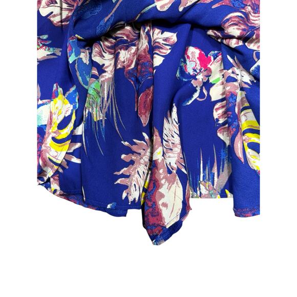 NEW- She + Sky Royal Blue Tropical Floral Halter Romper - Size Small - Picture 4 of 10